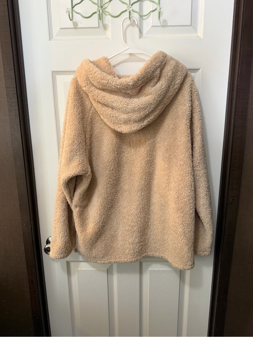Victoria’s Secret PINK Tan Cozy Teddy Sherpa Quarter Zip Hoodie Warm Comfy Sz L - Picture 6 of 7